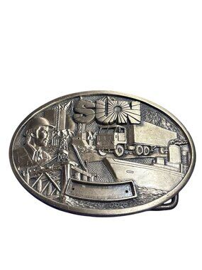 Vintage 1981 Sun Oil Company Solid Brass Belt Buckle O.C. Tanner 3.25" X 2.25"